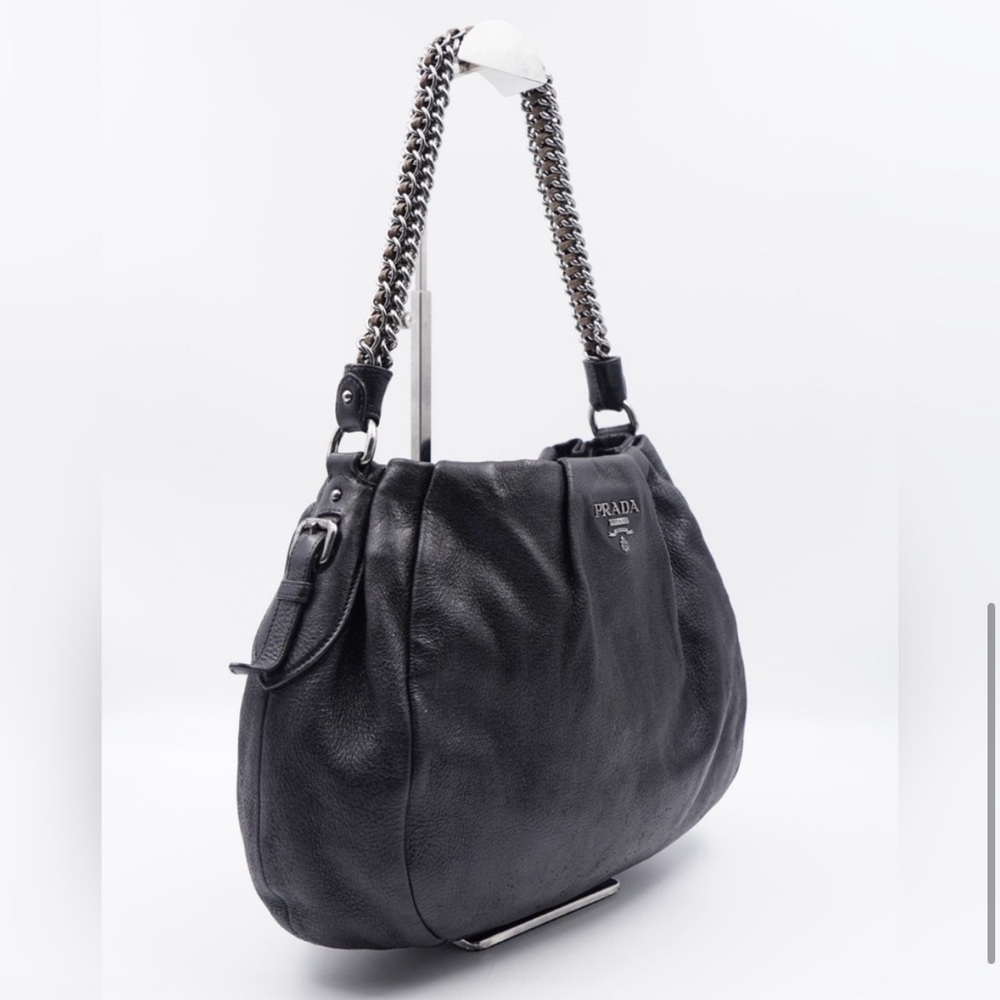 PRADA Black Cervo Leather Chain Bag - Picture 5 of 13